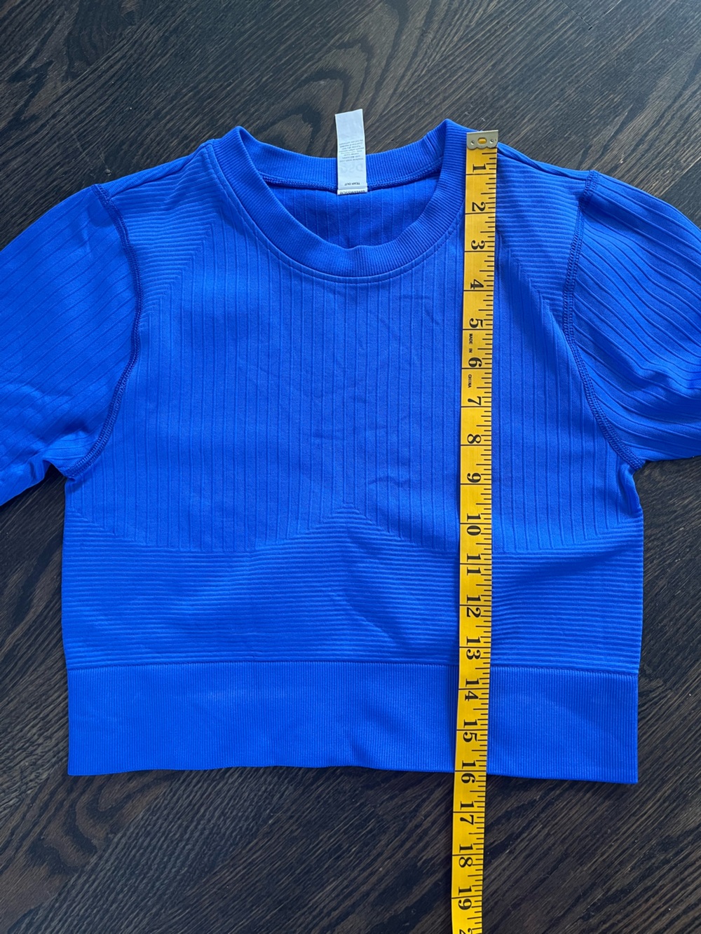 ✨ 3/$30 DSG Royal Blue Ribbed Long Sleeve Stretch Fitted Cropped Top Size S - Picture 4 of 6